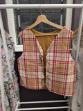 Tan and Red Checked Linen Waistcoat