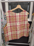 Tan and Red Checked Linen Waistcoat