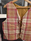 Tan and Red Checked Linen Waistcoat